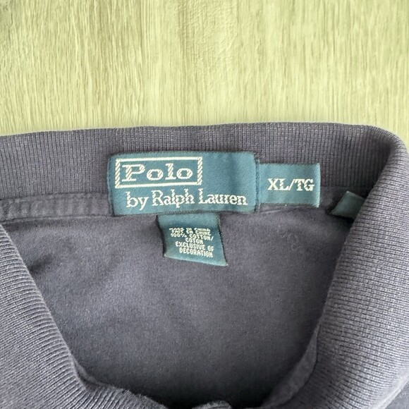 Polo Ralph Lauren Men's XL Polo Shirt Navy Blue Short Sleeve Red Pony Logo GUC - Picture 7 of 8